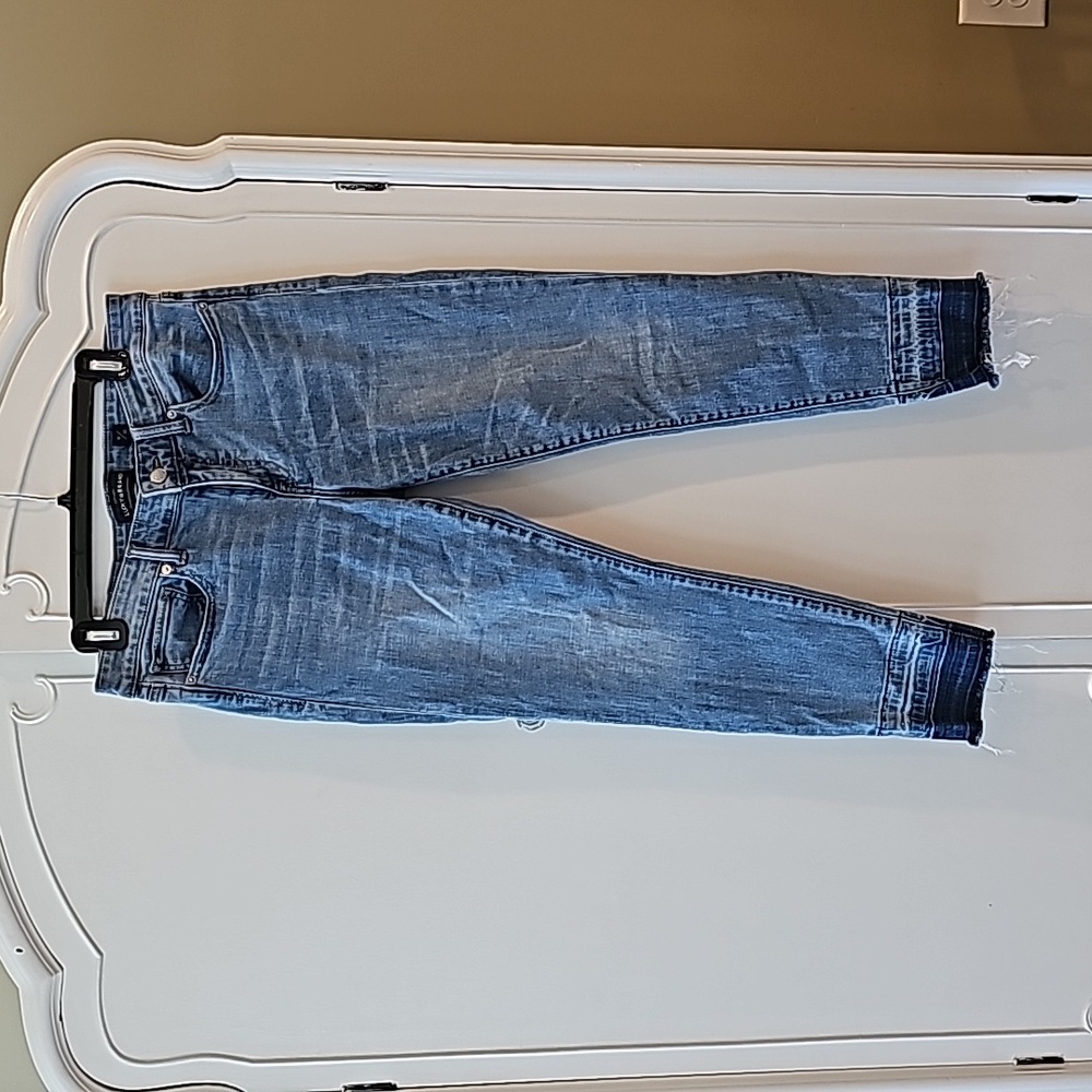 Lucky Brand Skinny Jeans, frayed hem, size 10